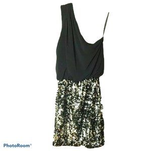 Way-In Women's Dress‎ Black One Shoulder Top Sequins Size XS